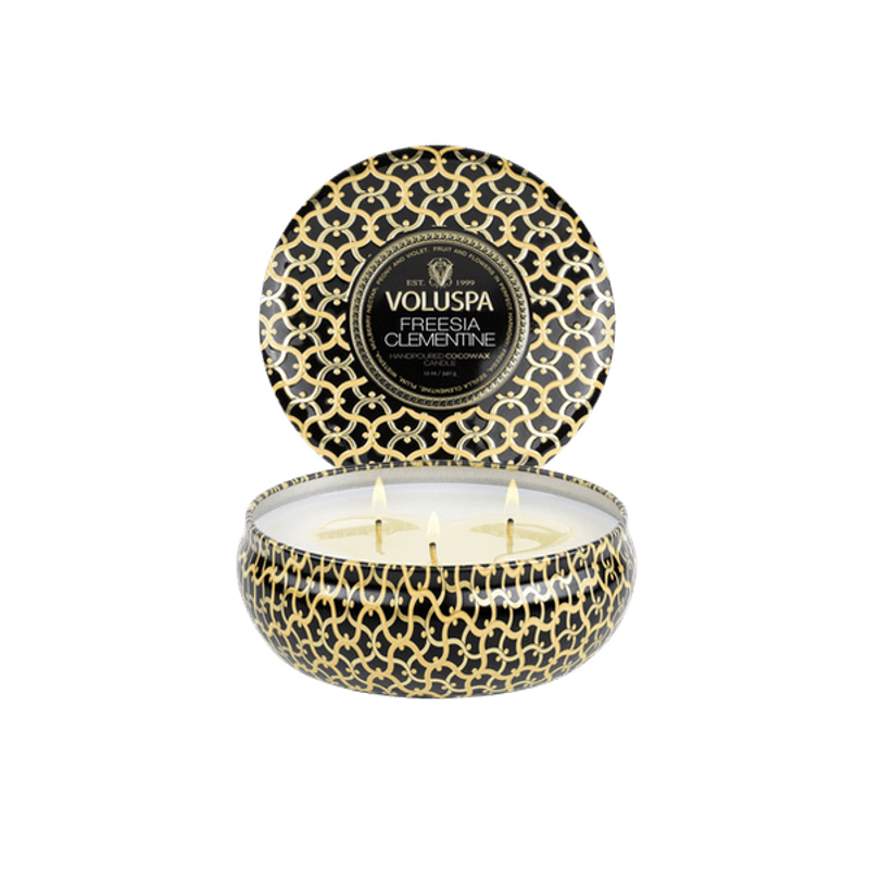 Voluspa Freesia Clementine 3-Wick Tin Candle 40timer