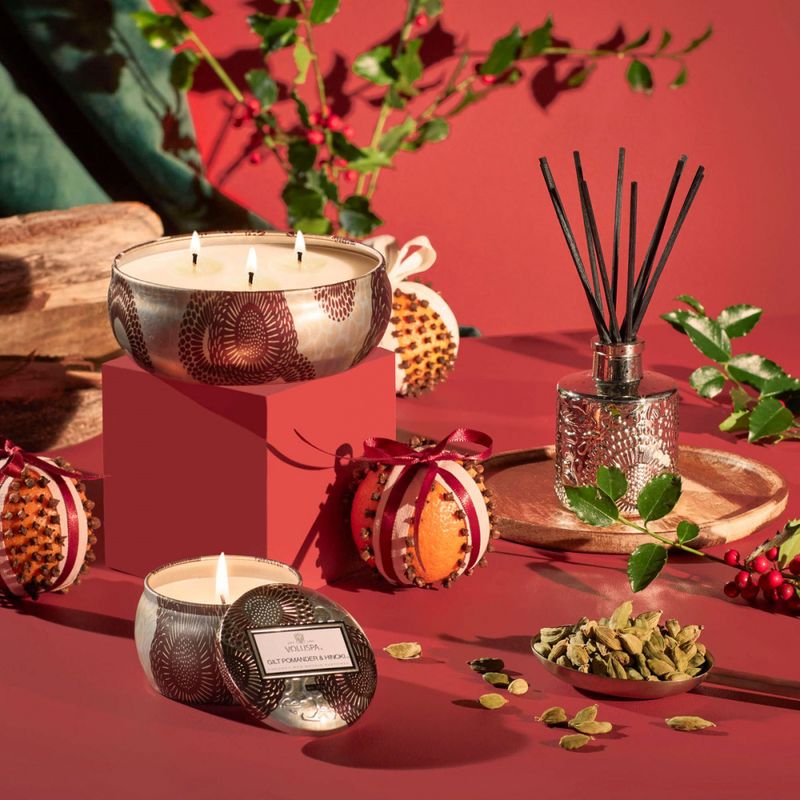 Voluspa Gilt Pomander & Hinoki Mini Tin Candle 25timer